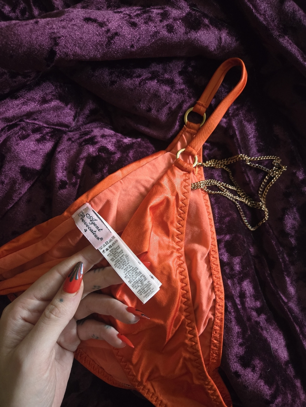 Agent Provocateur Tonya Orange Chain Accent Bikini Bottom 4